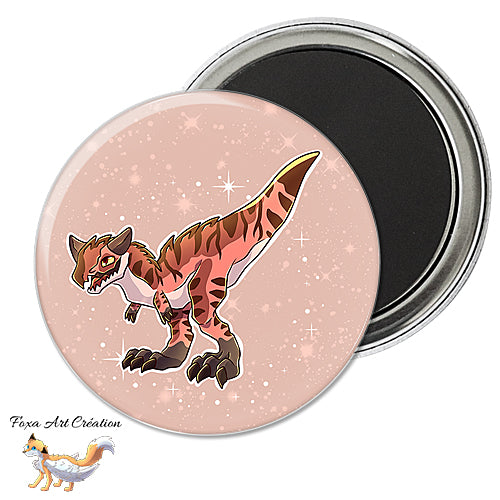 Badge, Magnet pins Dinosaure Carnotaurus Rouge Mignon, paleo art