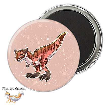 Badge, Magnet pins Dinosaure Carnotaurus Rouge Mignon, paleo art