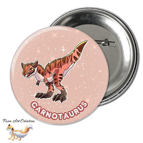 Badge, Magnet pins Dinosaure Carnotaurus Rouge Mignon, paleo art