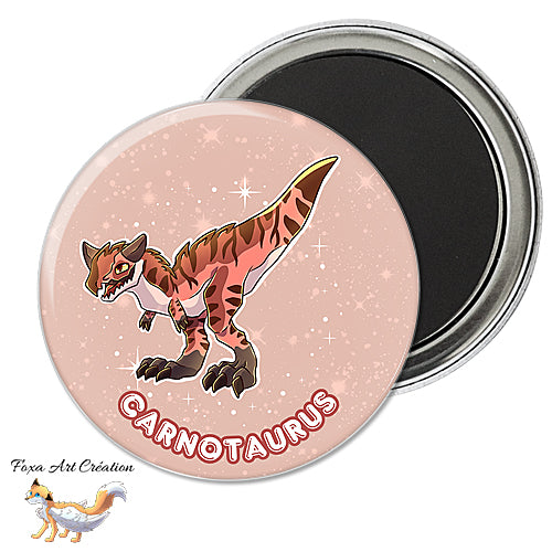 Badge, Magnet pins Dinosaure Carnotaurus Rouge Mignon, paleo art
