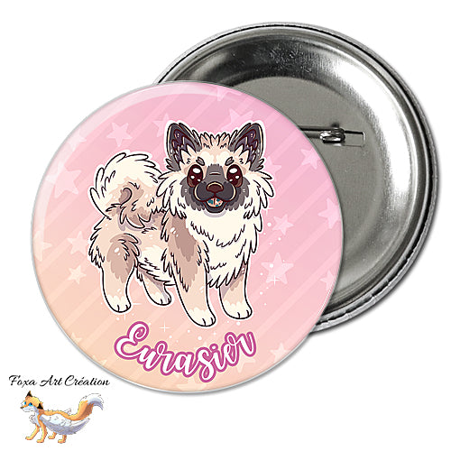 Badge, Magnet Eurasier, chien mignon, race, version rose dégradé