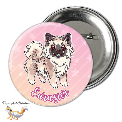 Badge, Magnet Eurasier, chien mignon, race, version rose dégradé