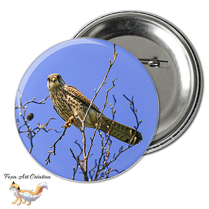 Badge, Magnet pins Faucon Crécerelle, Oiseau Rapace, Falco tinnunculus, modèle 3