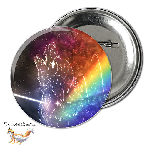 Badge, Magnet pins Loup Prismatique, Illustration, Prisme Arc-en-ciel