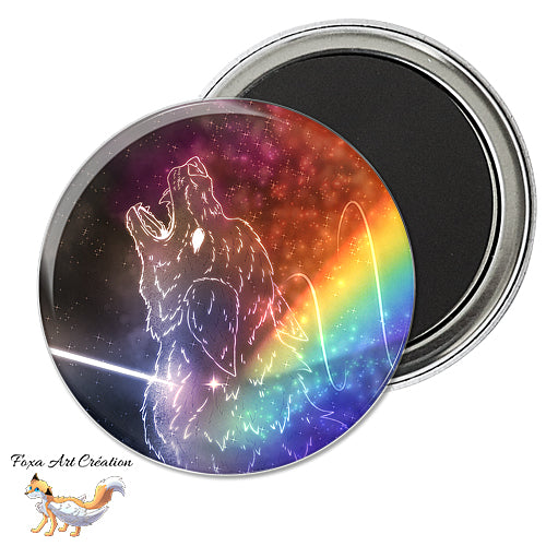 Badge, Magnet pins Loup Prismatique, Illustration, Prisme Arc-en-ciel
