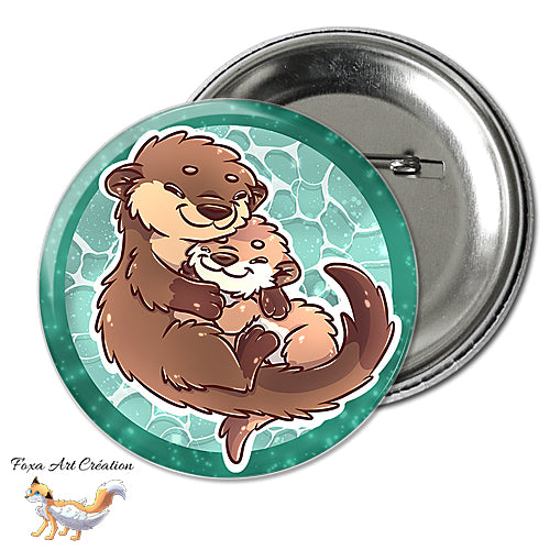 Badge, Magnet Loutres Câlineuses, Animaux Mignons