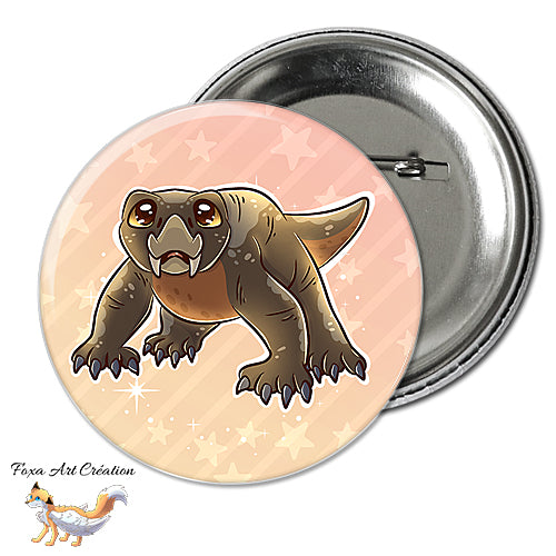 Badge, Magnet pins Lystrosaurus Mignon, paleo art, dinosaures et animaux préhistoriques