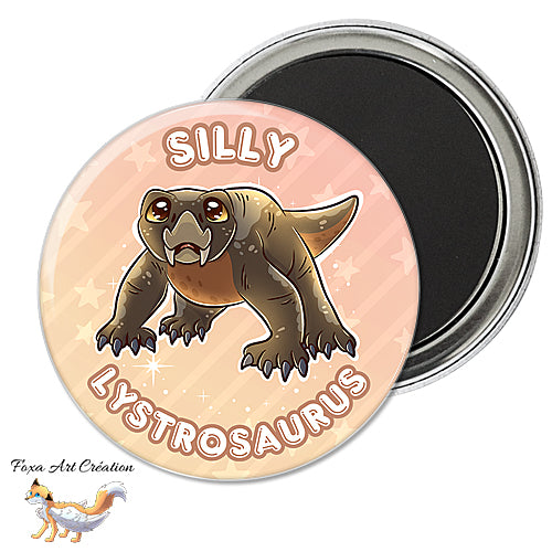 Badge, Magnet pins Lystrosaurus Mignon, paleo art, dinosaures et animaux préhistoriques