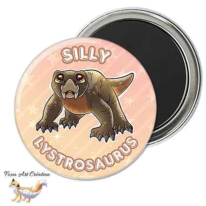 Badge, Magnet pins Lystrosaurus Mignon, paleo art, dinosaures et animaux préhistoriques