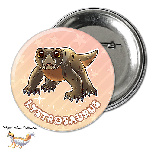 Badge, Magnet pins Lystrosaurus Mignon, paleo art, dinosaures et animaux préhistoriques