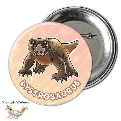 Badge, Magnet pins Lystrosaurus Mignon, paleo art, dinosaures et animaux préhistoriques