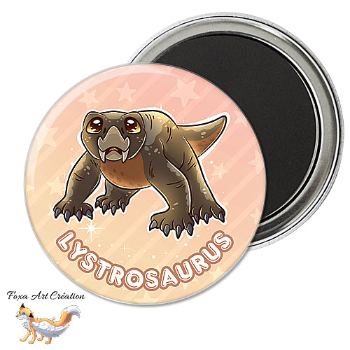 Badge, Magnet pins Lystrosaurus Mignon, paleo art, dinosaures et animaux préhistoriques