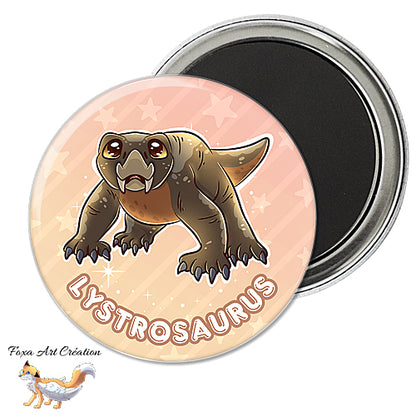 Badge, Magnet pins Lystrosaurus Mignon, paleo art, dinosaures et animaux préhistoriques