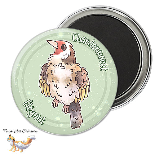 Badge, Magnet Oiseau de Jardin Mignon, Chardonneret élégant