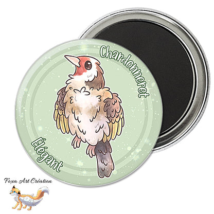 Badge, Magnet Oiseau de Jardin Mignon, Chardonneret élégant