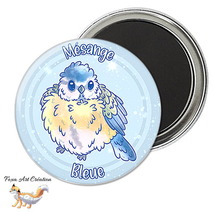 Badge, Magnet Oiseau de Jardin Mignon, Mésange Bleue