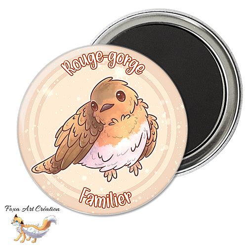 Badge, Magnet Oiseau de Jardin Mignon, Rouge gorge