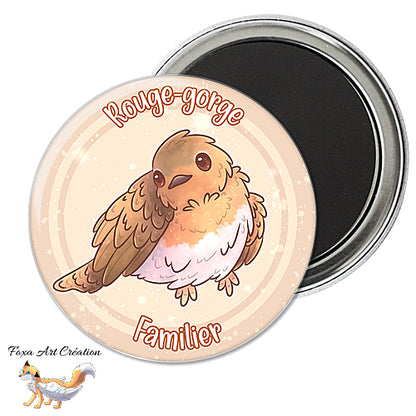 Badge, Magnet Oiseau de Jardin Mignon, Rouge gorge