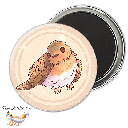 Badge, Magnet Oiseau de Jardin Mignon, Rouge gorge