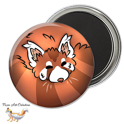 Badge, Magnet Panda Roux Endormi en Boule, Mignon, Idée cadeau