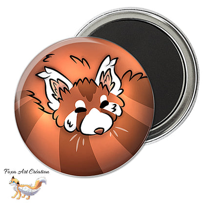 Badge, Magnet Panda Roux Endormi en Boule, Mignon, Idée cadeau