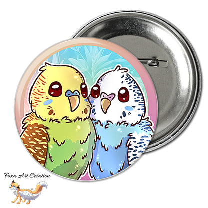 Badge, Magnet pins Perruches Ondulées, Illustration