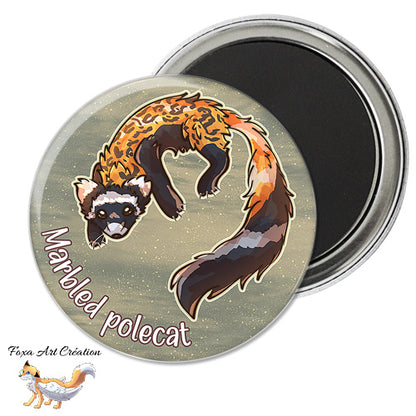 Badge, Magnet Pins Putois Marbré, Marbled polecat, animal mignon eurasie, mustélidé