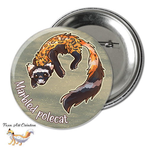 Badge, Magnet Pins Putois Marbré, Marbled polecat, animal mignon eurasie, mustélidé
