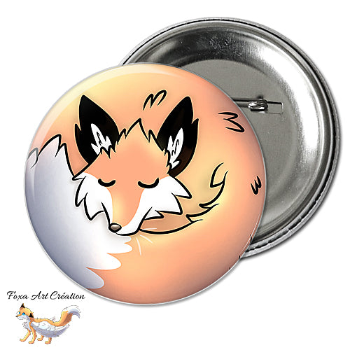 Badge, Magnet pins Renard Roux Endormi en Boule