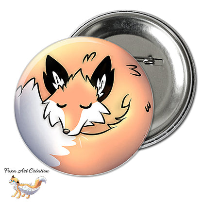 Badge, Magnet pins Renard Roux Endormi en Boule
