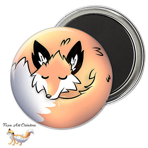 Badge, Magnet pins Renard Roux Endormi en Boule