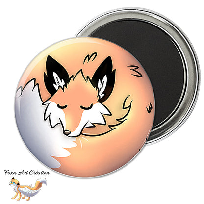 Badge, Magnet pins Renard Roux Endormi en Boule