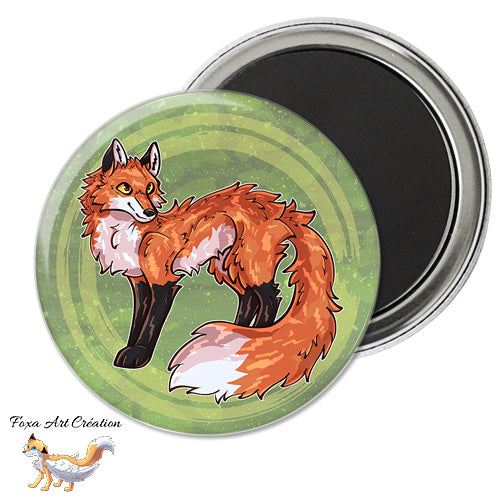 Badge, Magnet pins Renard Roux se tenant debout, Illustration