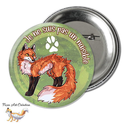 Badge, Magnet pins Renard Roux "Je ne suis pas un nuisible", Protection Animale, Illustration