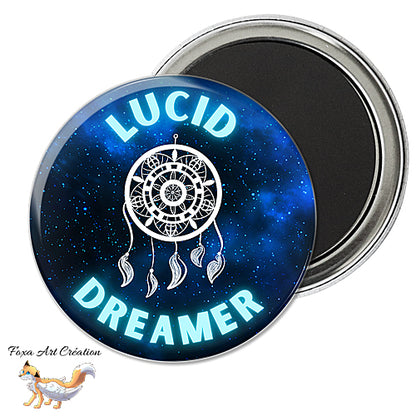 Badge, Magnet Rêveur Lucide, "Lucid Dreamer", Attrape-Rêves Dreamcacther, pins galaxie