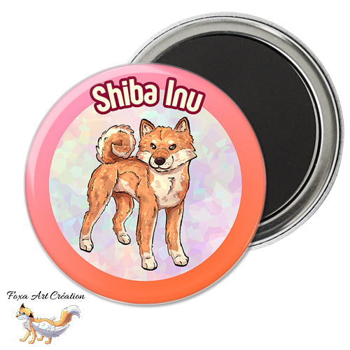 Magnet frigo aimanté représentant un Shiba Inu couleur roux traditionnel