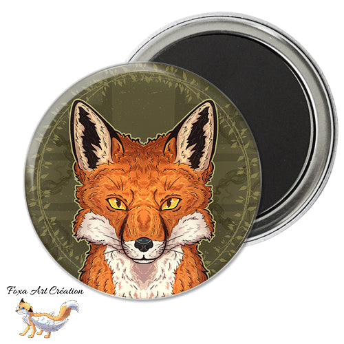 Badge, Magnet pins Renard Roux, Nature, Faune Sauvage, Tête Totem, Illustration