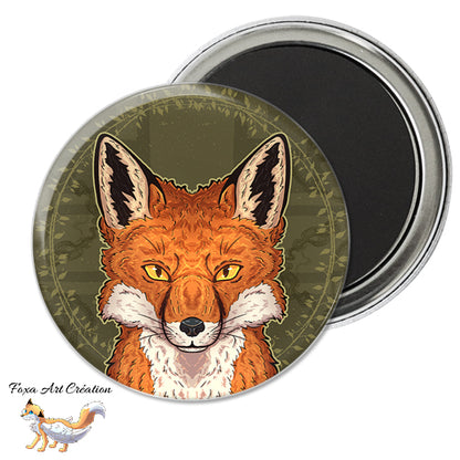 Badge, Magnet pins Renard Roux, Nature, Faune Sauvage, Tête Totem, Illustration
