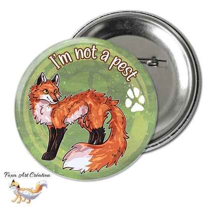Badge, Magnet pins Renard Roux "I'm not a pest", Protection Animale, Illustration