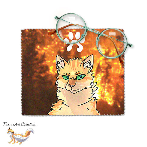 Essuie-lunette, Chiffonnette Microfibre Chat Roux, La Guerre des Clans, Etoile de Feu, Firestar, Warrior cats