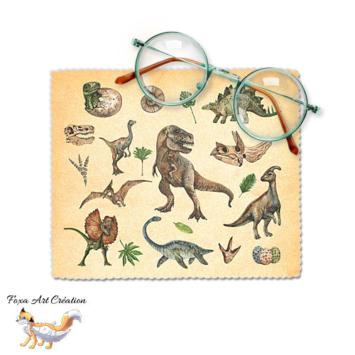 Essuie-lunette, Chiffonnette Microfibre Motif Dinosaures Préhistoriques, Style Jurassique