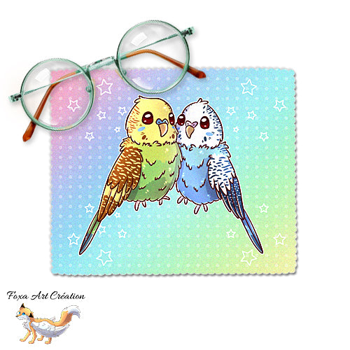 Essuie-lunette, Chiffonnette Microfibre Perruches Ondulées, Oiseaux Exotiques, Arc-en-ciel