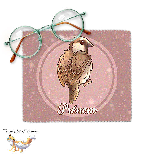 Essuie-lunette, Chiffonnette Microfibre Oiseau de Jardin, Moineau Domestique, Personnalisé