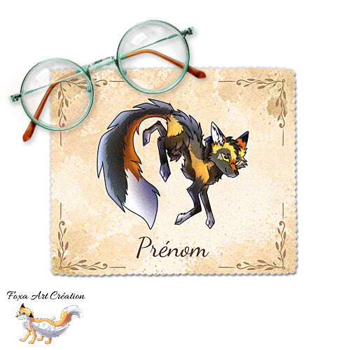 Essuie-lunette, Chiffonnette Microfibre Renard Croisé, Personnalisé Prénom