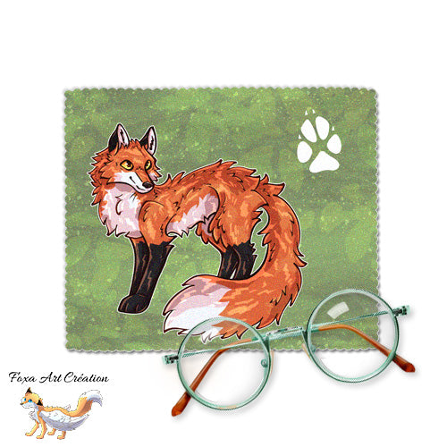 Essuie-lunette, Chiffonnette Microfibre Motif Renard Roux se tenant debout, Illustration