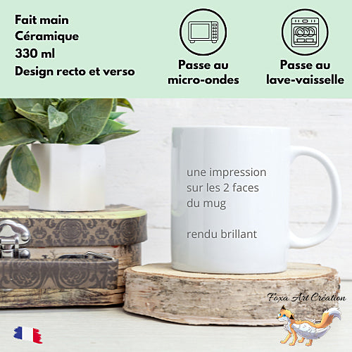 Mug Panda Roux Mignon Assis, tasse cadeau personnalisable