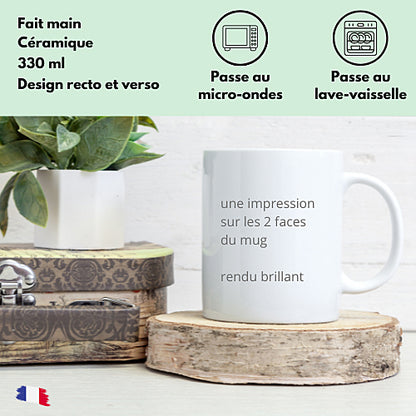 Mug Loup Mignon Assis, personnalisable avec prénom, tasse cadeau