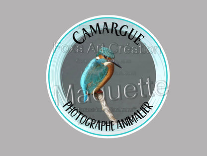 Lot de Stickers personnalisés "Camargue Photographe Animalier", 5x Foulque Macroule et 5x Martin-Pêcheur