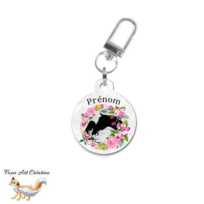 Médaille identification cheval personnalisée pour licol motif floral rose