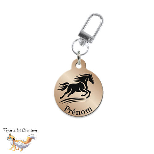 Médaille identification cheval personnalisée pour licol silhouette sur fond couleur bronze